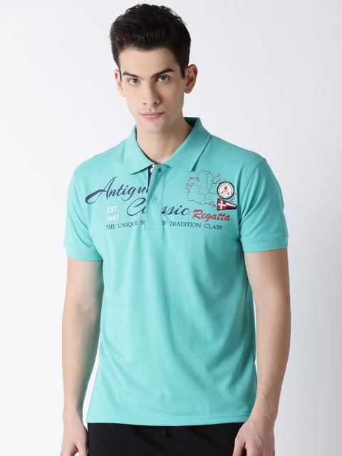 

ACTIMAXX Men Blue Typography Polo Collar T-shirt