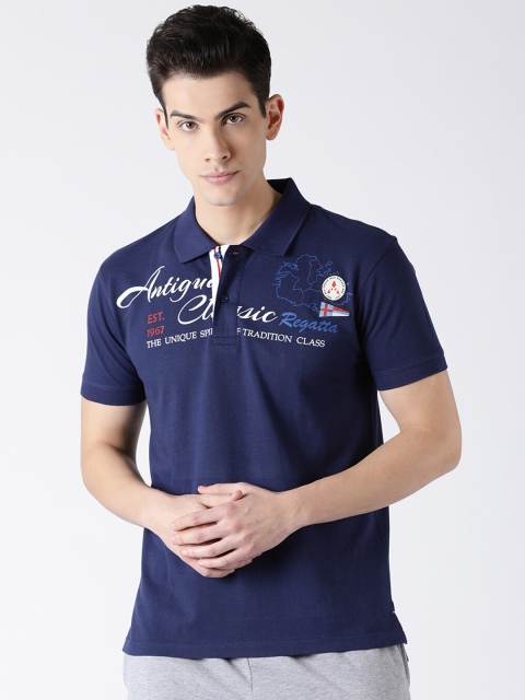

ACTIMAXX Men Navy Blue Typography Printed Polo Collar T-shirt