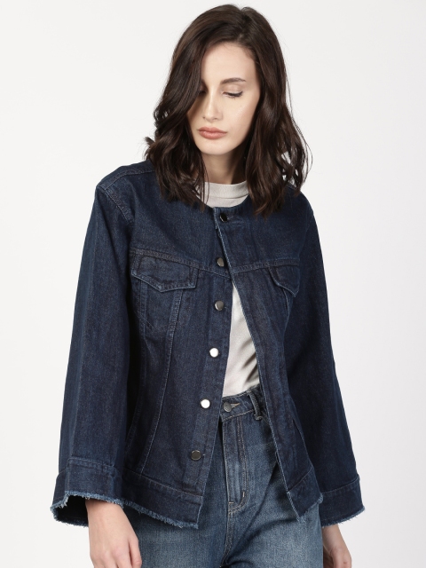 

ether Women Blue Solid Denim Jacket