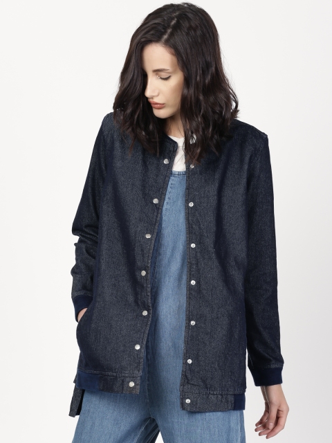 

ether Women Blue Solid Denim Jacket