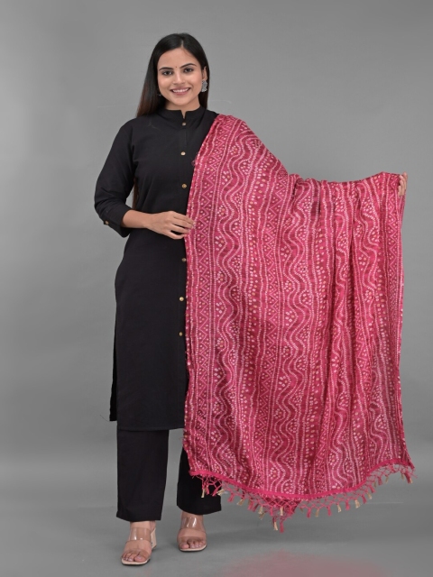 

Apratim Pink & Off White Printed Bandhani Dupatta