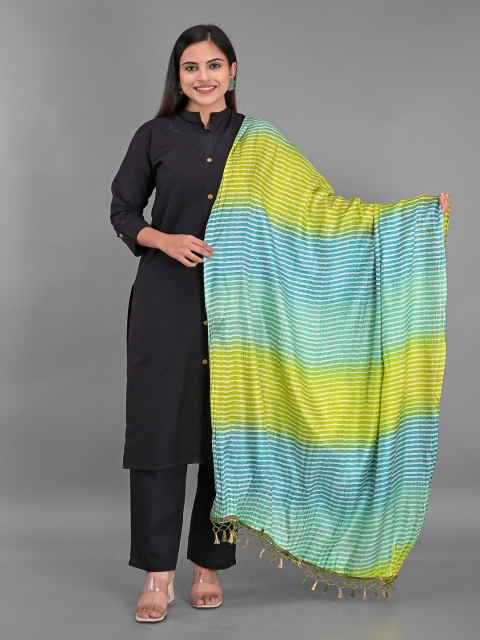 

Apratim Green & Blue Printed Leheriya Dupatta