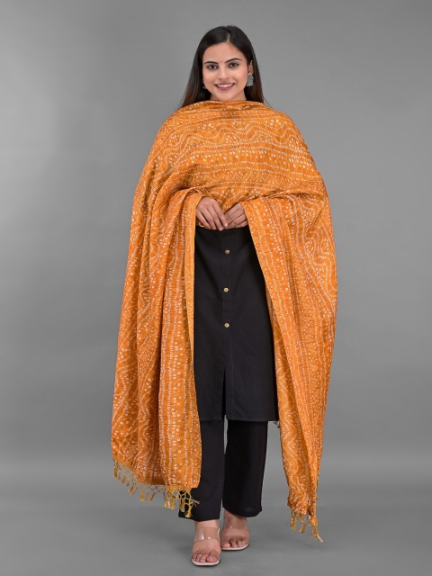 

Apratim Mustard & White Printed Bandhani Dupatta