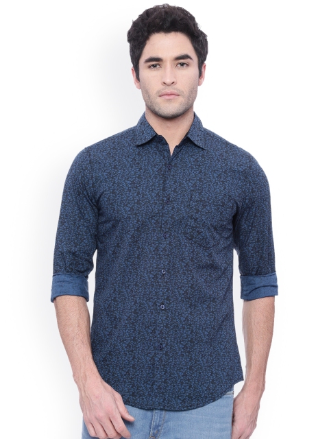 

IVOC Men Blue Printed Slim Fit Casual Shirt
