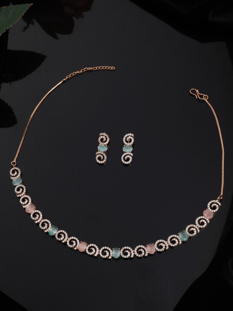 

Vita Bella Gold-Plated Pink & Blue CZ Studded Jewellery Set