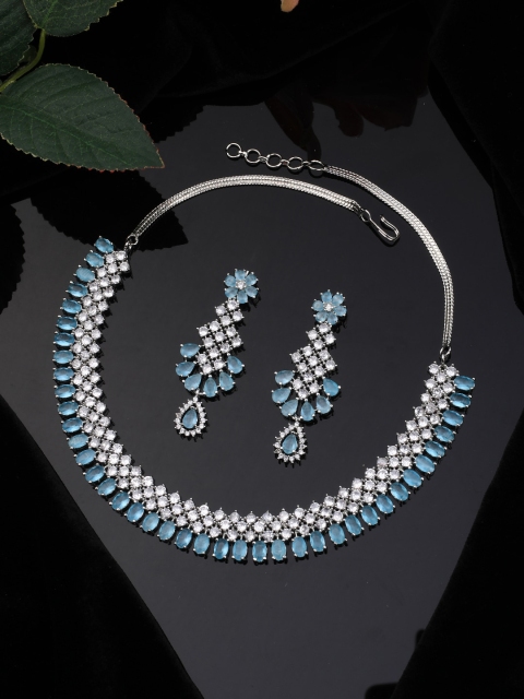 

Vita Bella Silver-Plated White & Blue CZ-Studded Jewellery Set, Gold