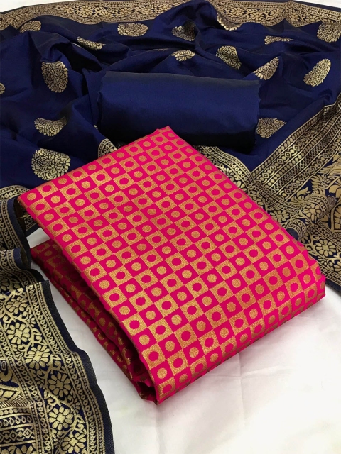 

MORLY Women Pink & Gold-Toned Dupion Silk Unstitched Dress Material