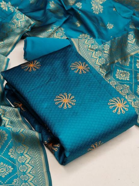 

MORLY Women Green & Gold-Toned Dupion Silk Unstitched Dress Material