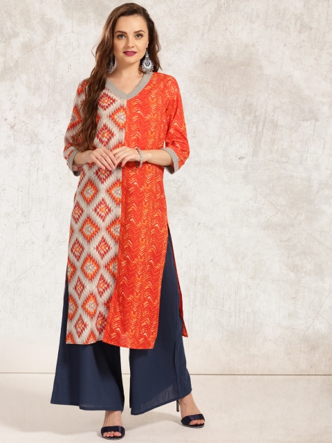

Anouk Women Orange Printed A-Line Kurta