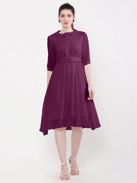 

WinEra Purple Peter Pan Collar Georgette Dress