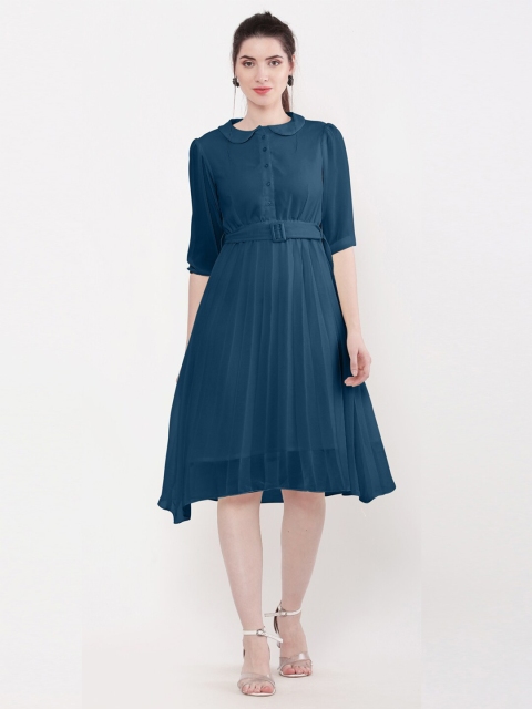 

WinEra Teal Peter Pan Collar Georgette Dress