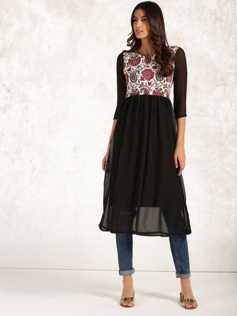 

Anouk Women Black Yoke Design Anarkali Kurta
