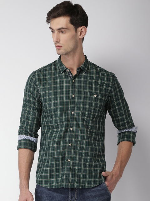 

Harvard Men Green Regular Fit Checked Casual Shirt