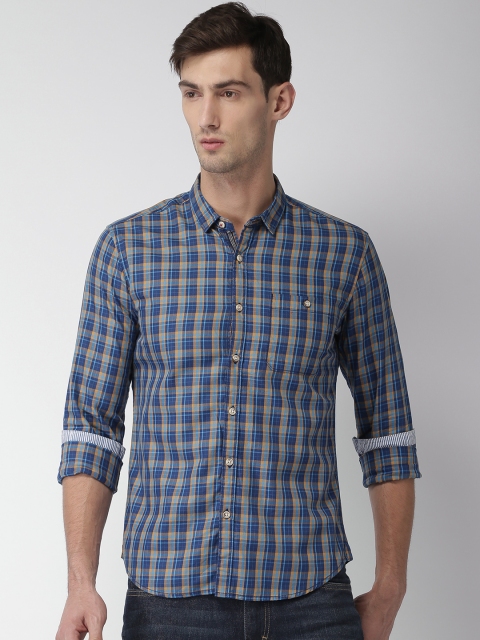

Harvard Men Navy Regular Fit Checked Casual Shirt, Navy blue