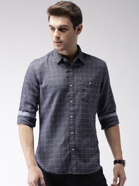 

Harvard Men Blue & White Checked Casual Shirt