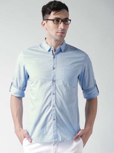 

Harvard Men Blue Regular Fit Solid Casual Shirt