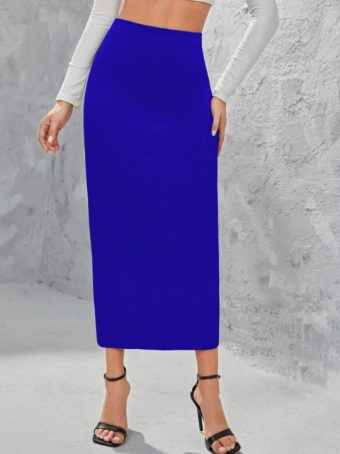 

Dream Beauty Fashion Women Blue Solid Pencil Maxi Skirt