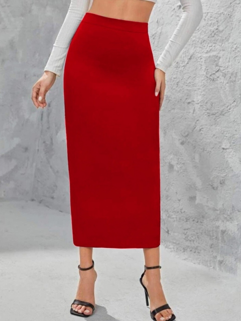 

Dream Beauty Fashion Women Red Solid Maxi Pencil Skirts