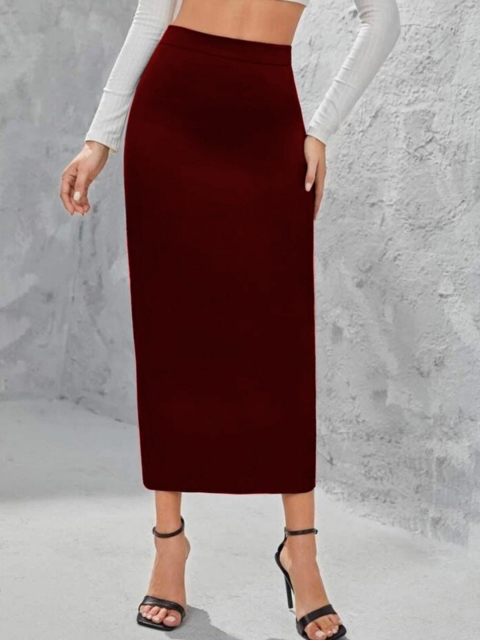 

Dream Beauty Fashion Women Maroon Solid Pencil Mini Skirt