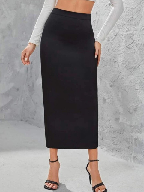 

Dream Beauty Fashion Women Black Solid Pencil Midi Skirts