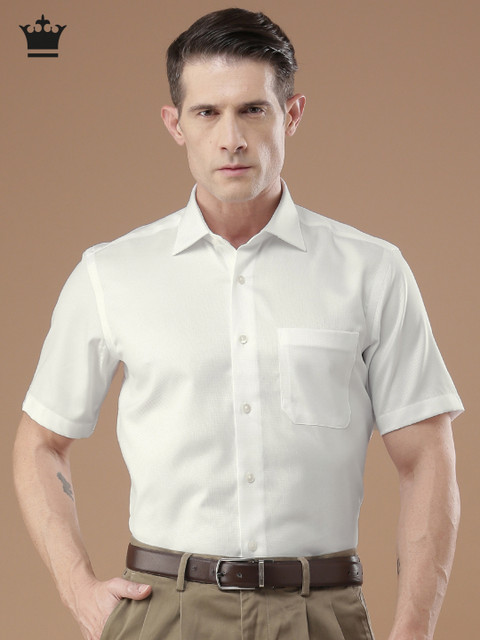 

Louis Philippe Men White Self-Design Formal Shirt