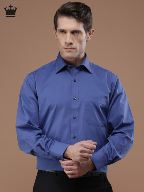 

Louis Philippe Men Blue Classic Fit Solid Formal Shirt