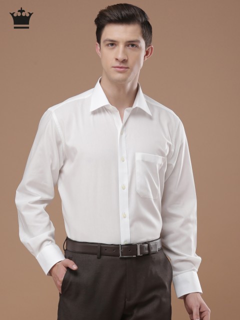 

Louis Philippe Men Off-White Regular Fit Solid Permapress finest wrinkle free Formal Shirt