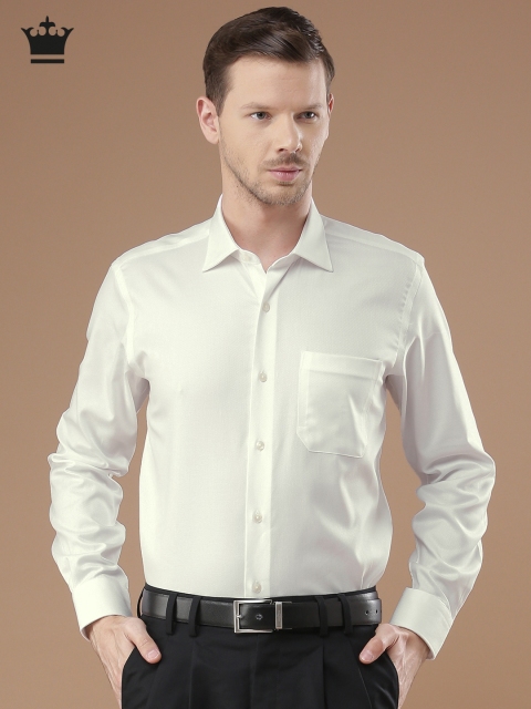 

Louis Philippe Men White Self-Design Formal Shirt