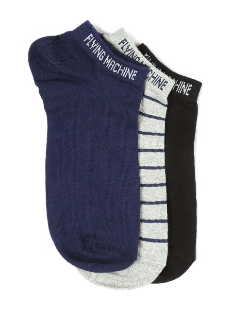 

Flying Machine Men Pack Of 3 Assorted Patterned Ankle-Length Socks