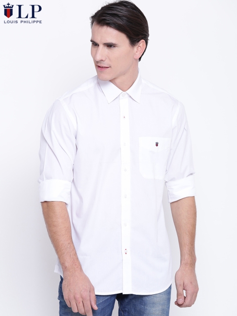 Louis Philippe Sport Men White Tailored Fit Solid Casual Shirt
