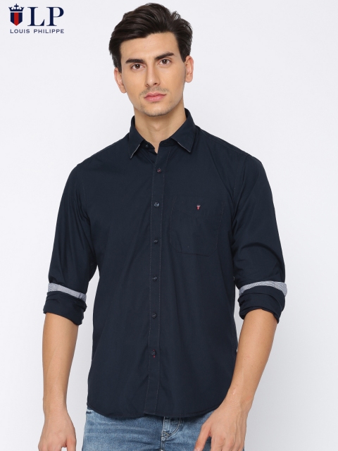 

Louis Philippe Sport Men Navy Jermyn Tailored Fit Solid Casual Shirt, Navy blue
