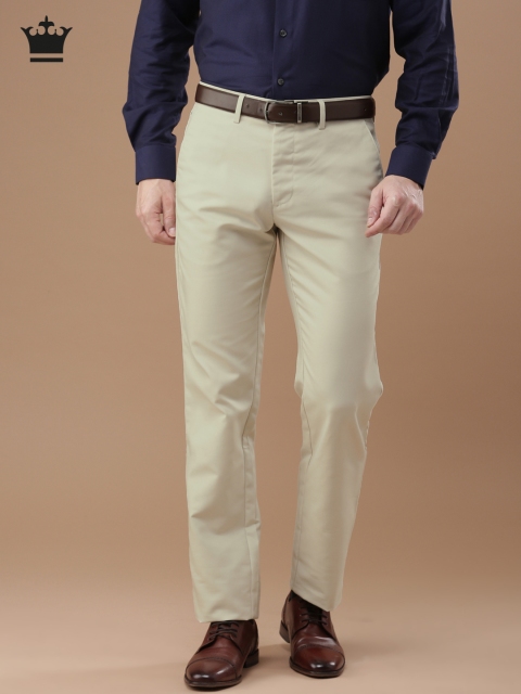 

Louis Philippe Men Beige Standard Fit Solid Formal Trousers