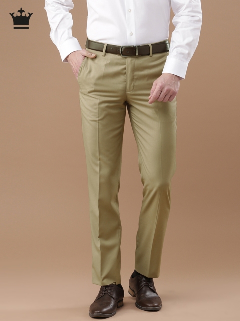 

Louis Philippe Men Khaki Solid Formal Trousers