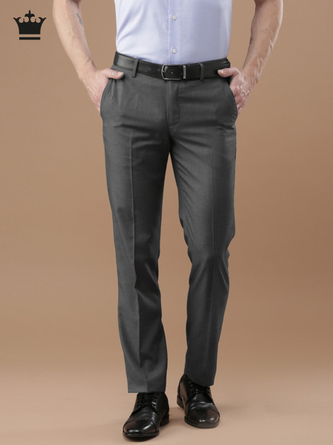 

Louis Philippe Men Grey Regular Fit Solid Formal Trousers