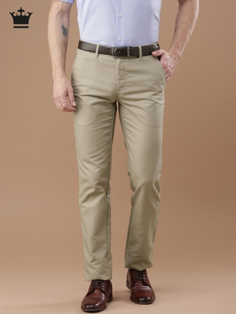 

Louis Philippe Men Beige Milano Slim Fit Solid Formal Trousers
