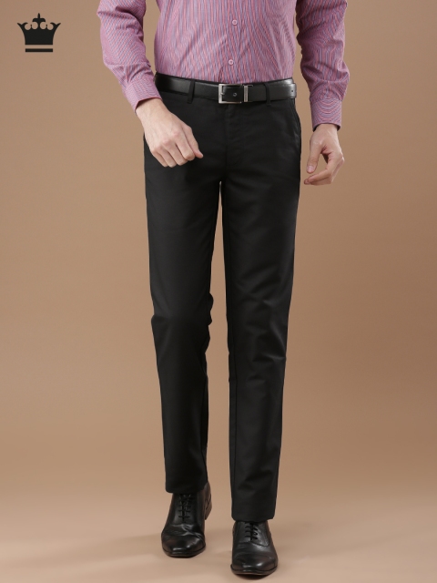 

Louis Philippe Men Black Milano Fit Solid Formal Trousers