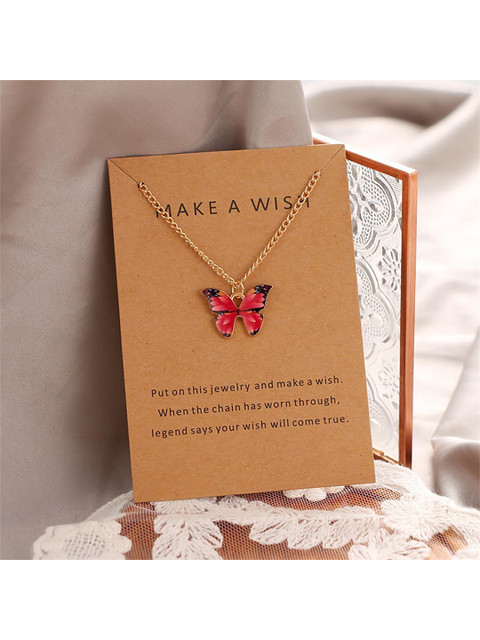 

Pinapes Women Gold-Toned & Red Gold-Plated Enamelled Necklace