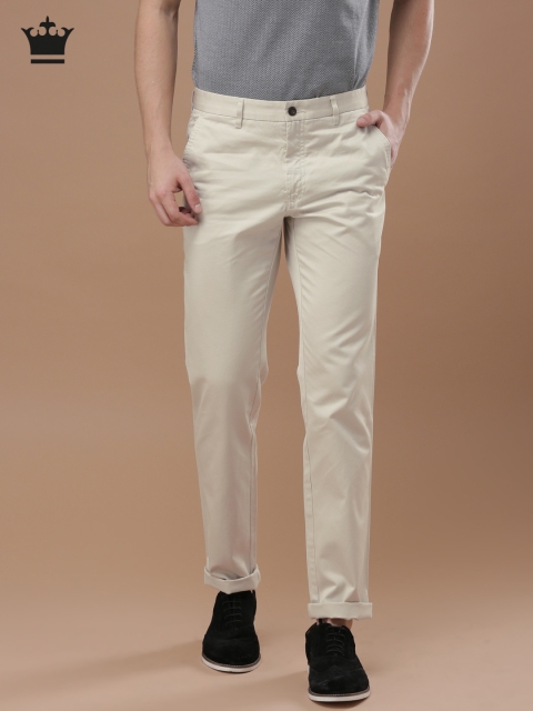 

Louis Philippe Men Beige Milano Slim Fit Solid Chinos