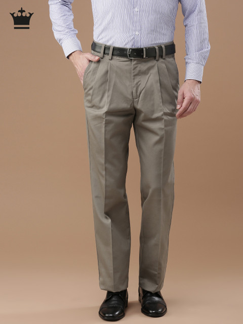 

Louis Philippe Men Grey New Classic Fit Solid Formal Trousers