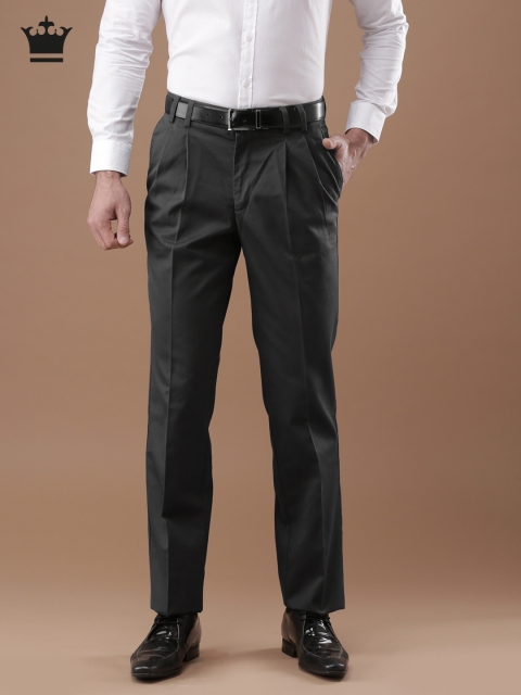 

Louis Philippe Men Grey New Classic Regular Fit Solid Formal Trousers
