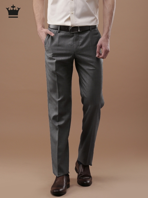 

Louis Philippe Men Grey Classic Fit Solid Formal Trousers