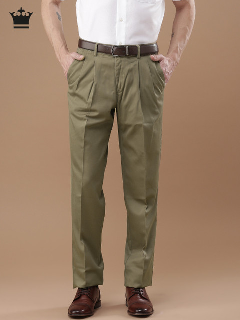 

Louis Philippe Men Khaki Classic Regular Fit Solid Formal Trousers