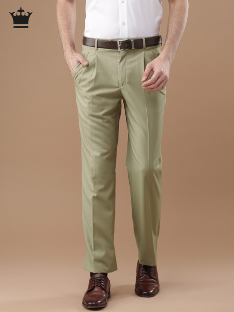 

Louis Philippe Men Khaki Classic Regular Fit Solid Formal Trousers