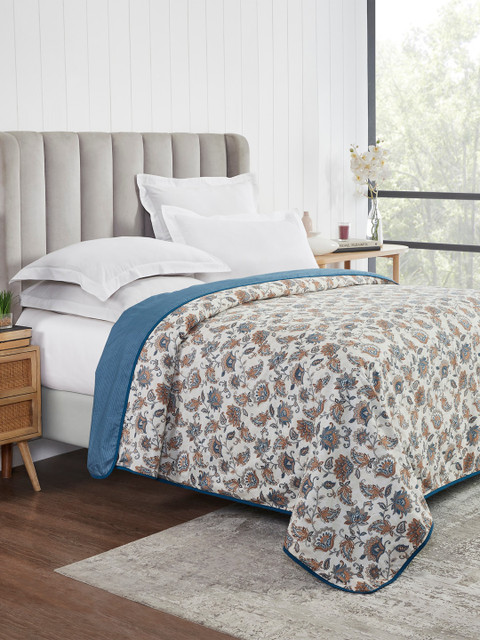 

Trident Blue & White Floral AC Room Single Bed Dohar