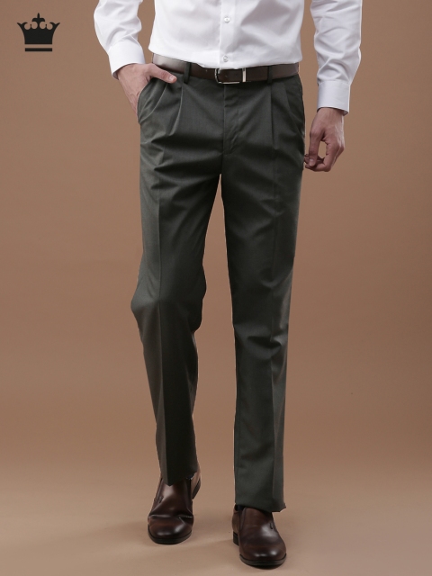 

Louis Philippe Men Grey Classic Regular Fit Solid Formal Trousers