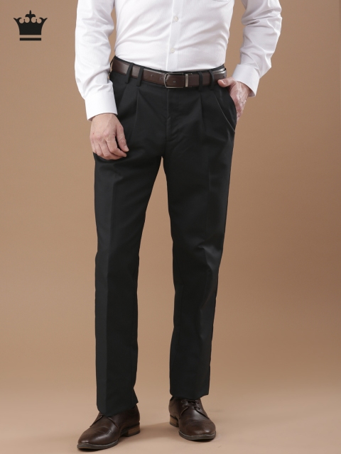 

Louis Philippe Men Navy Blue Classic Fit Solid Formal Trousers