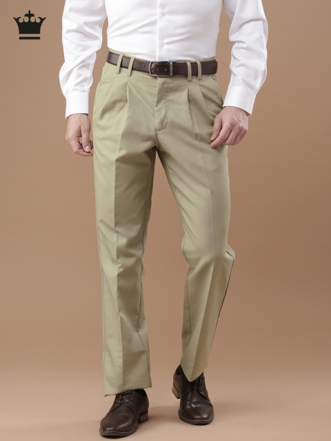 

Louis Philippe Men Khaki Classic Regular Fit Solid Formal Trousers