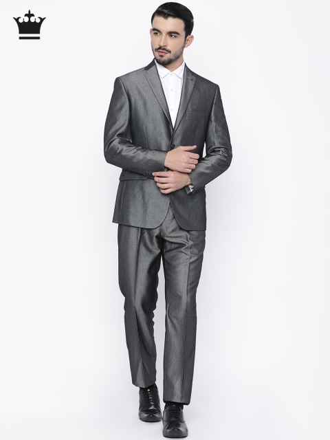 

Louis Philippe Men Charcoal Grey Regular Ultra Fit Self Design Party Suit