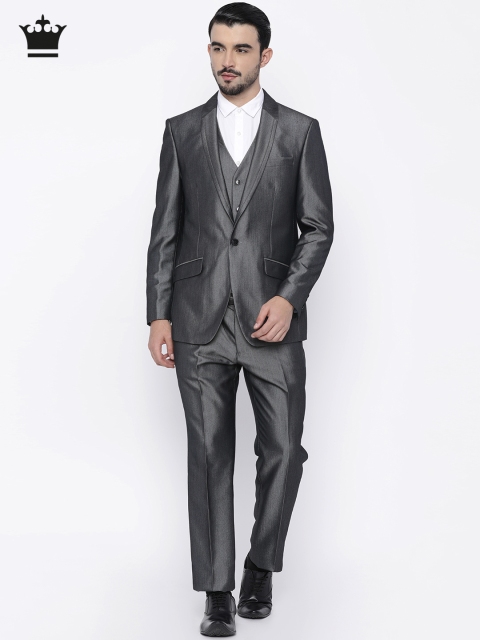 

Louis Philippe Grey Self-Design Ultra Fit Single-Breasted Formal Suit