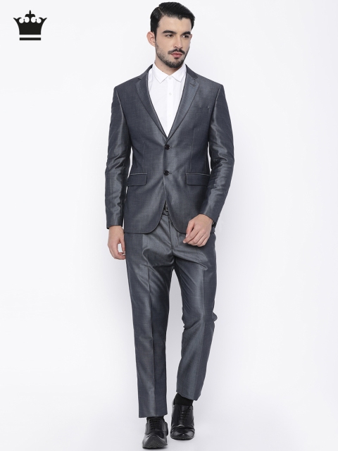 

Louis Philippe Men Grey Single-Breasted Slim Milano Fit Party Suit